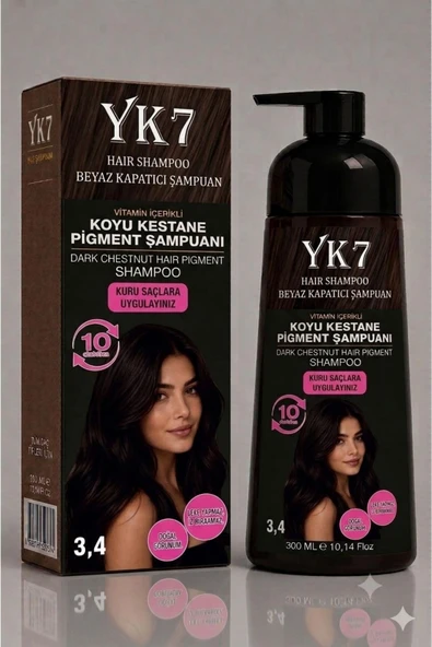 k7 Beyaz Kapatıcı (Koyu Kestane 3.4 ) Hızlı Boya 300 ml. Şampuan  Beyaz Kapatıcı Şampuan ürün görseli 1