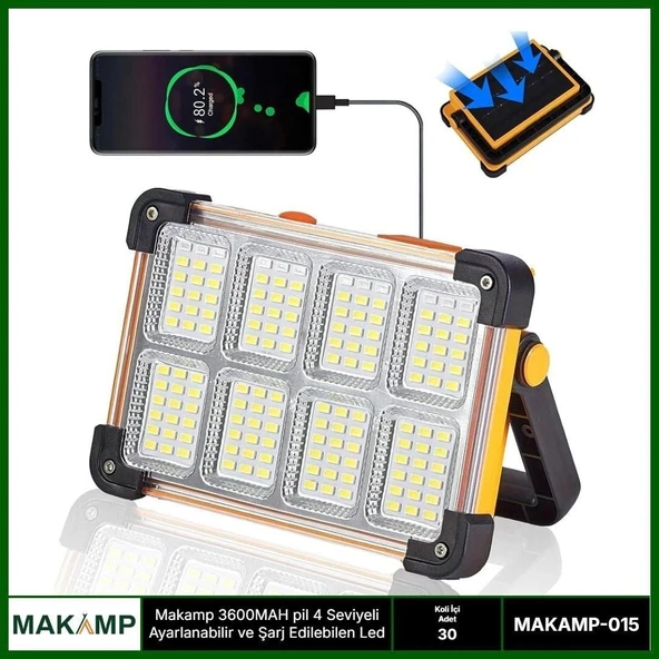 3600mah Pil 4 Kademeli Solarlı Led - Resim 2