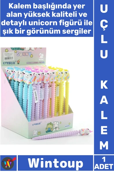 #Kalem Mekanik Tasarım Hediyelik Figürlü Okul Kırtasiye Aksesuarı Ergonomik 07 Uçlu Unicorn Kalem ürün görseli 1
