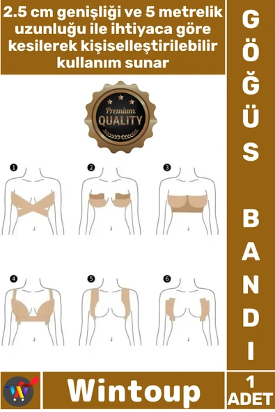 #GöğüsDikleştirme Görünmez Su Geçirmez Yapışkan Destekleyici Göğüs Dikleştirme Bandı S Beden 2.5 Cm ürün görseli 1