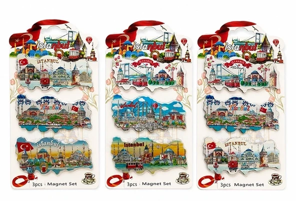 İstanbul Temalı Silikon Buzdolapı Süsü Magnet 3'lü Set Alk5811 ürün görseli 1