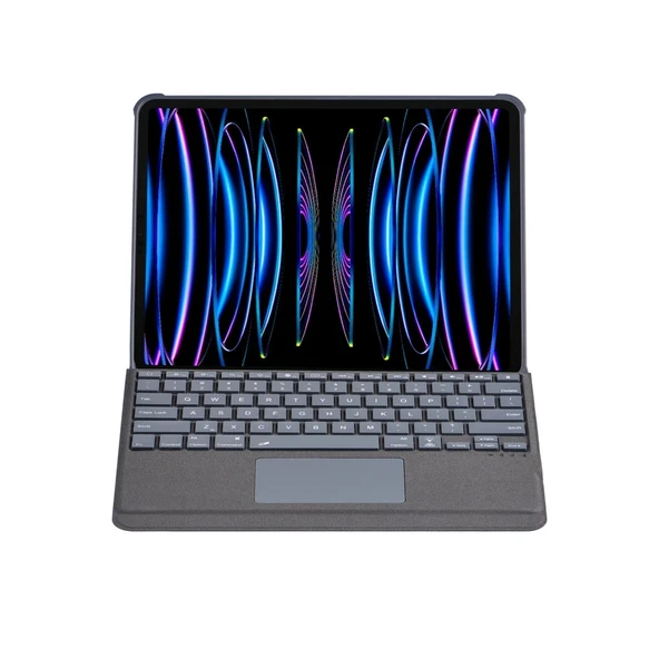 Apple T5509d İpad Pro 12.9 (2022) Kılıf Palermo Ledli Klavyeli Standlı Tablet Kılıfı - Siyah ürün görseli 1