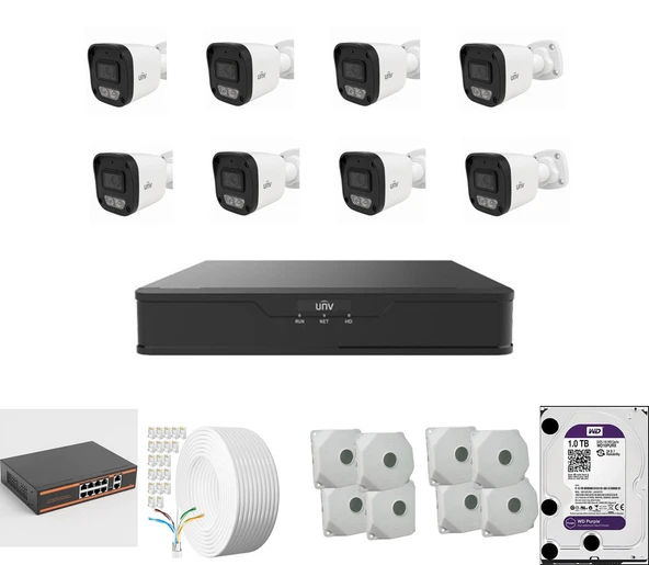 Unv 2 Mp Ip Kamera 8 Kameralı Full Hd Set Sesli ürün görseli 1