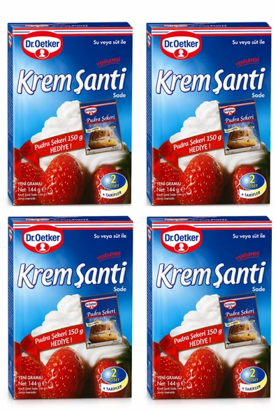 Dr. Oetker Krem Şanti 144 Gr + Pudra Şekeri 150 Gr x 4 Paket ürün görseli 1