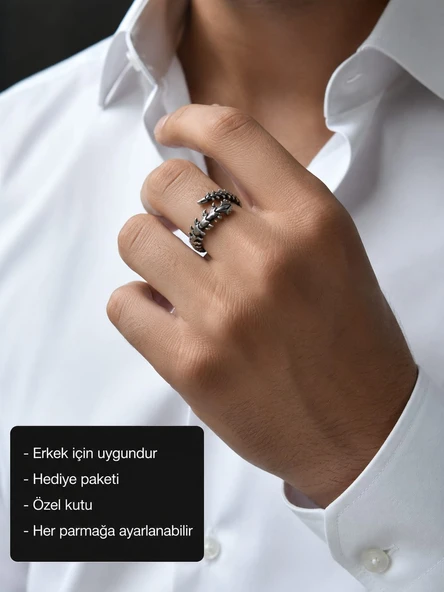 Vargen Spine Silver Ring Omurga detaylı yüzük ürün görseli 1