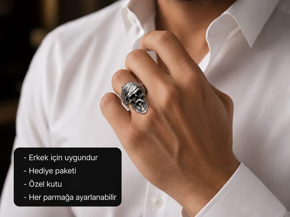 Skull Raider Ring Korsan Kuru Kafa Erkek Yüzüğü ürün görseli 1