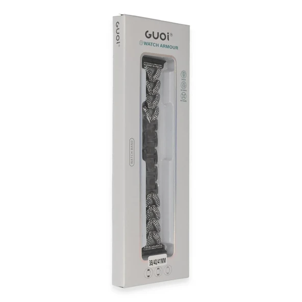 Apple Watch 38mm Node Taşlı Kordon (saat Değildir) - Siyah - Resim 2