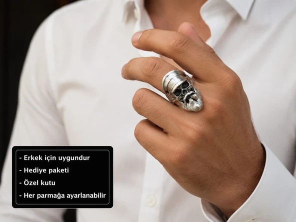 Captain Reaper Skull Ring Kaptan Kurukafa Erkek Yüzüğü ürün görseli 1