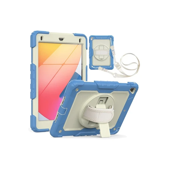 Apple İpad 5 Air 9.7 Kılıf Strap New Tablet Kapak - Mavi ürün görseli 1
