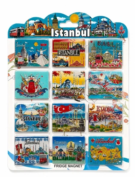 İstanbul Temalı Silikon Buzdolapı Süsü Magnet 12'li Set Alk5806 ürün görseli 1
