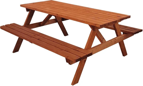 Ahşap Piknik Masası – Ormancı Masası (6 Kişilik) | Teak Rengi ürün görseli 1