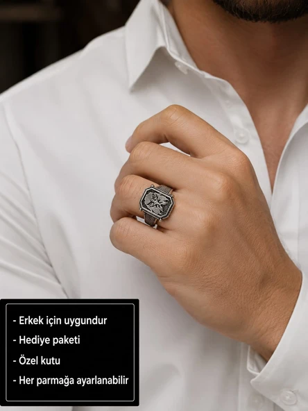 Imperial Eagle Adjustable Men's Ring Kartal Mührü Ayarlanabilir Erkek Yüzüğü ürün görseli 1
