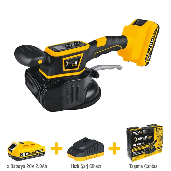 SGS AKÜLÜ SERAMİK-GRANİT TİTREŞİMLİ VANTUZ 130 mm 80 KG 20V 1X2.0 Ah ürün görseli 1