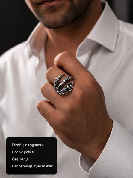 Eagle Claw Adjustable Men's Ring Kartal Pençesi Ayarlanabilir Erkek Yüzüğü ürün görseli 1