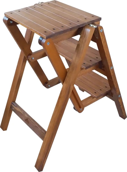 Abaş Ahşap Ahşap Merdiven Tabure Katlanır - Resim 2
