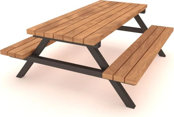 Soylu Grup Kent Ve Bahçe Mobilyaları Ahşap Piknik Masası, Metal Gövdeli 180 Cm ürün görseli 1