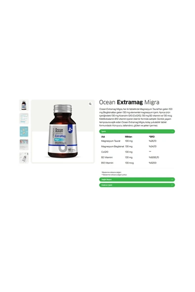 OCEAN EXTRAMAG MIGRA 60 TABLET - Resim 2