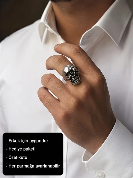 Scorpion Skull Legacy Ring Akrep İşlemeli Kuru Kafa Erkek Yüzüğü ürün görseli 1