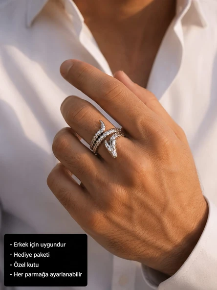 Serpent Ring Ejderha Yılan Erkek Yüzüğü ürün görseli 1