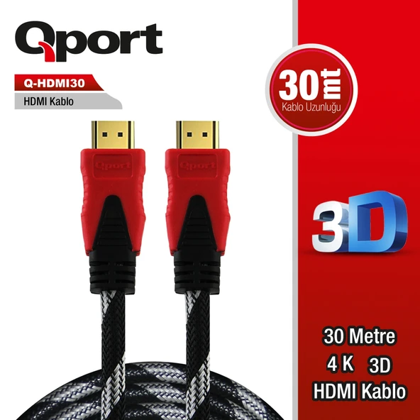 QPORT Q-HDMI30 HDMI 1.4 V ALTIN UÇLU KABLO 30 MT ürün görseli 1