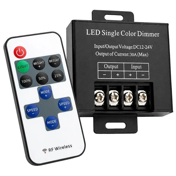 Powermaster PM-37846 12V-24V 30A Çok Modlu RF Uzaktan Kumandalı Şerit LED Dimmer Kontrol Cihazı ürün görseli 1