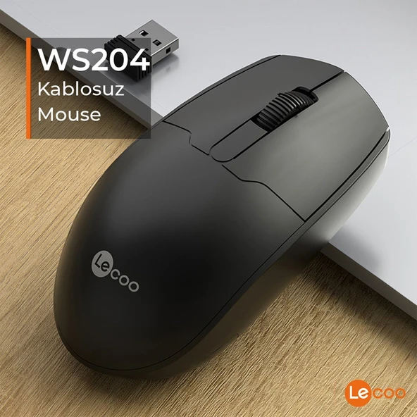 WS204 Kablosuz 1200DPI 3 Tuşlu Optik Siyah Mouse - Resim 6