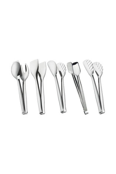 5'li Çelik Maşa Seti (Pasta Maşa+Makarna Maşa+Servis Maşa+Salata Maşa+Izgara Maşa 28cm) ürün görseli 1