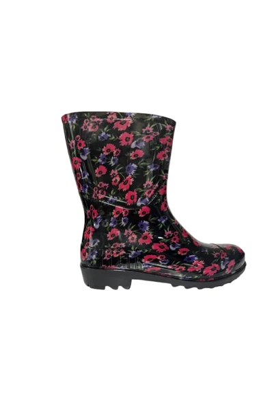 Emek Kadın Pembe Desenli 23 Cm Kısa Bahçe Yağmur Çizmesi emk52108 ürün görseli 1