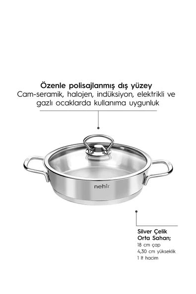 Silver 4 Parça Paslanmaz Çelik Sahan Seti (18-20 cm) - Resim 5