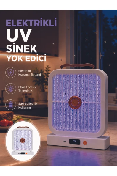 Elektrikli Sinek Öldürücü UV Işıklı Masaüstü Cihaz Beyaz Renk ürün görseli 1