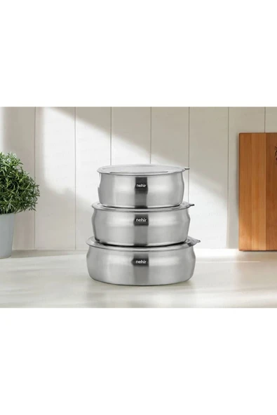 NEHİR SILVER ÇELİK 6 PARÇA GÜVEÇ TİPİ SAKLAMA KABI ürün görseli 1
