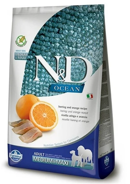 N&D Ocean Tahılsız Balıklı Ve Portakallı Medium-Max Yetişkin Köpek Maması 12 Kg ürün görseli 1