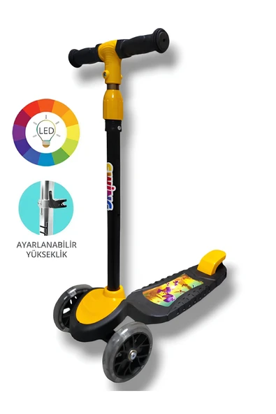 3 Tekerlekli Işıklı Çocuk Scooter Swing - 3 Kademeli Yükseklik Ayarı ürün görseli 1