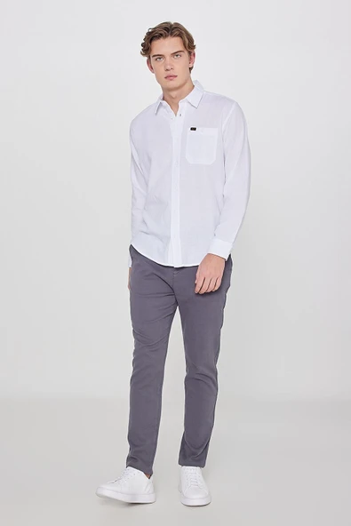 Uzun Kollu Gömlek White White L - Resim 2