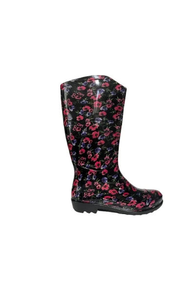 Emek Kadın Mor Desenli 35 Cm Uzun Bahçe Yağmur Çizmesi emk52108 ürün görseli 1