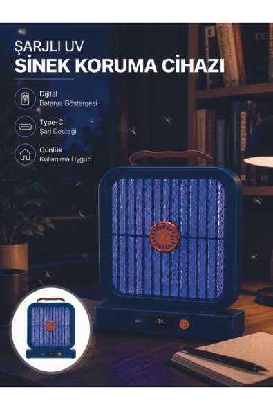 UV Işıklı Şarj Edilebilir Sinek Yok Edici Elektrikli Lamba Mavi ürün görseli 1