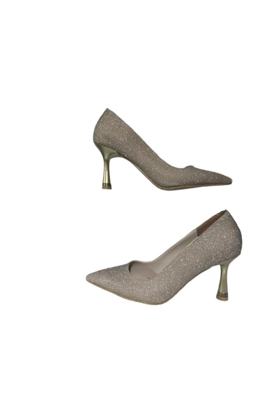 erbay shoes Lady Gold Kristal Stiletto 7 Cm Kadeh Topuklu Düğün Nişan Gece Abiye Ayakkabı ürün görseli 1
