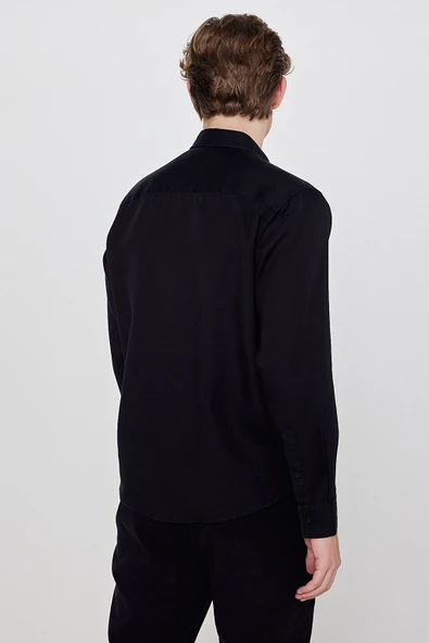Tencel Regular Fit Gömlek Black Black L - Resim 2