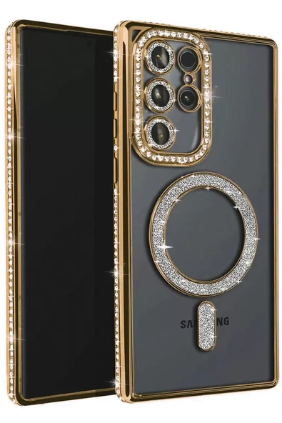 Newface Samsung Galaxy S25 Ultra Kılıf Joke Simli Magneticsafe Kılıf - Gold ürün görseli 1