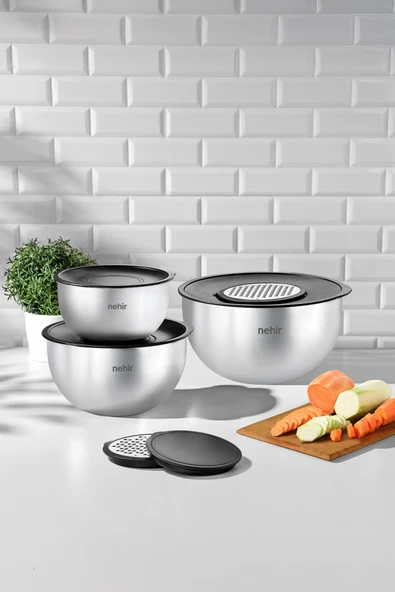 Silver Çelik 9 Parça Rendeli Karıştırma Kabı Takımı ürün görseli 1