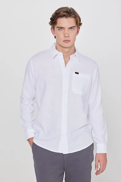 Uzun Kollu Gömlek White White S - Resim 4