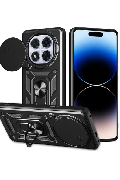 Newface Xiaomi Redmi Note 14 Pro Plus Kılıf Pars Lens Yüzüklü Silikon - Siyah ürün görseli 1