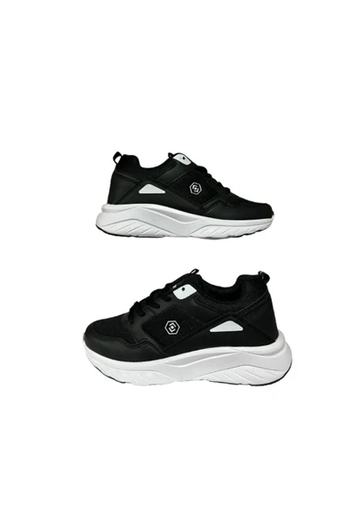 Queen Step Unisex Fileli Spor Ayakkabı SİYAH-BEYAZ ürün görseli 1