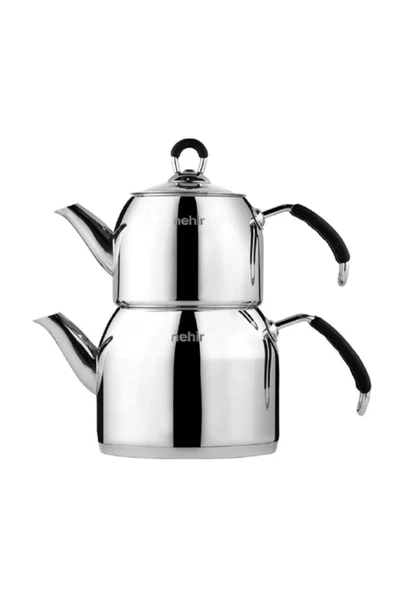 Modern Orta Boy Çelik Çaydanlık Takımı 2 LT/1Lt ürün görseli 1