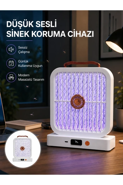 Masaüstü Şarjlı Elektrikli Sinek Öldürücü UV Teknolojili Beyaz Cihaz ürün görseli 1