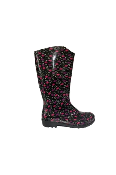 Emek Kadın Mor-Pembe Desenli 35 Cm Uzun Bahçe Yağmur Çizmesi ürün görseli 1