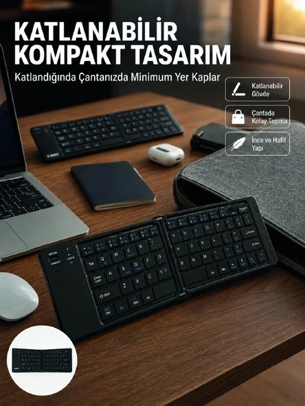 Kablosuz Katlanabilir Bluetooth Klye Telefon Tablet Bilgisayar Uyumlu ürün görseli 1