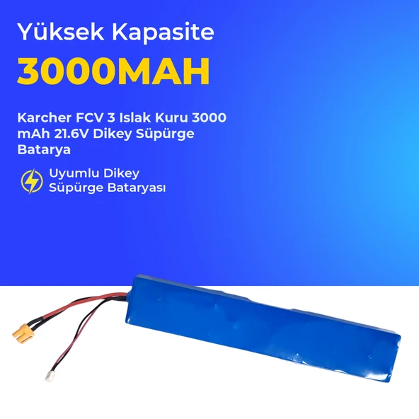 Karcher FCV 3 Islak Kuru 3000 mAh 21.6V Dikey Süpürge Batarya ürün görseli 1