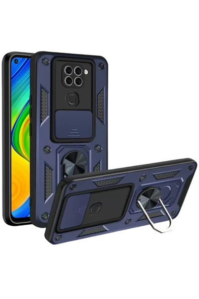 Newface Xiaomi Redmi Note 9 4G Kılıf Pars Lens Yüzüklü Silikon - Lacivert ürün görseli 1