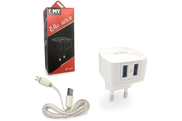 EMY MY-227 2.4 AMPER 2Lİ ADAP+MİKRO USB KABLO ürün görseli 1